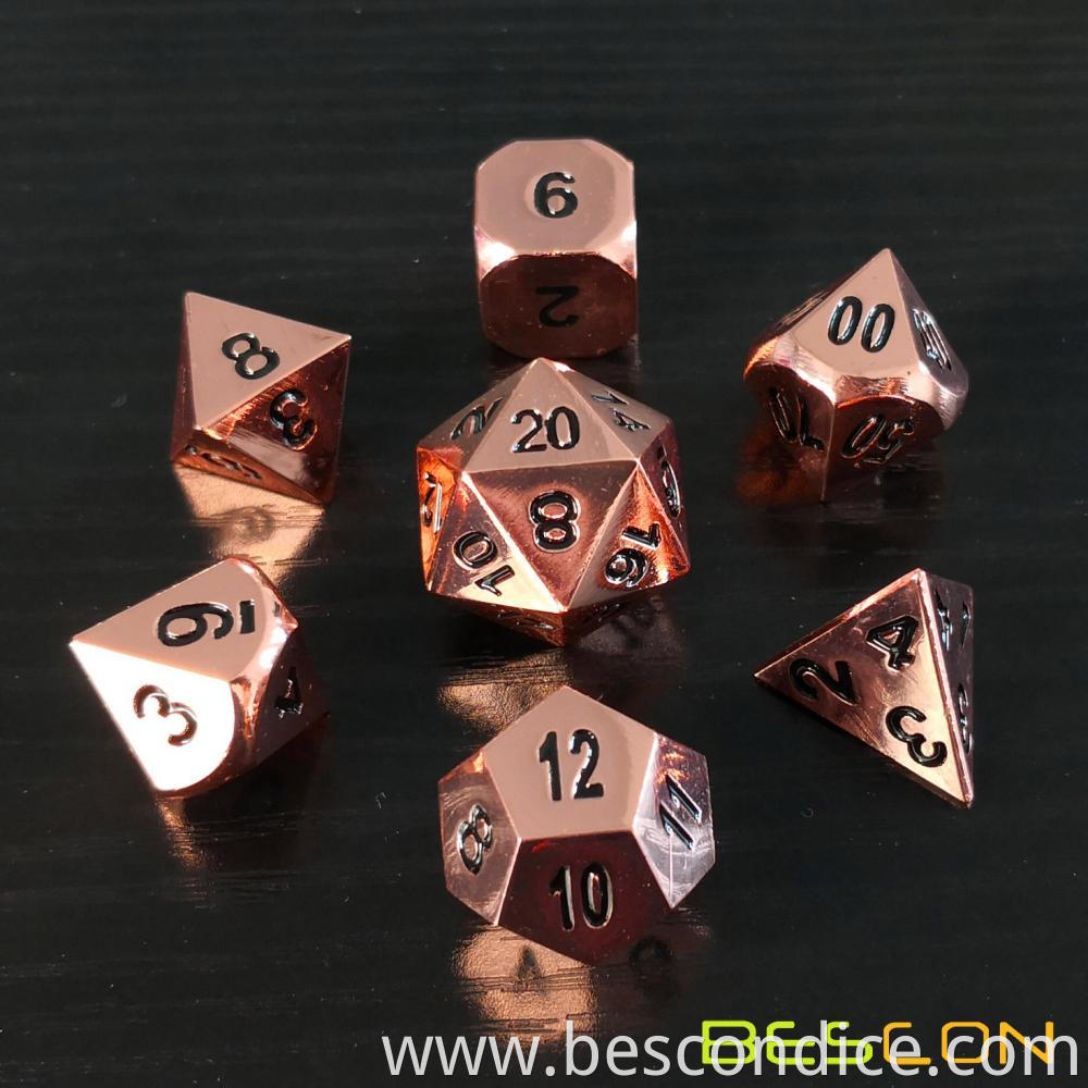 Heavy Rose Copper Solid Metal Dice Set 1